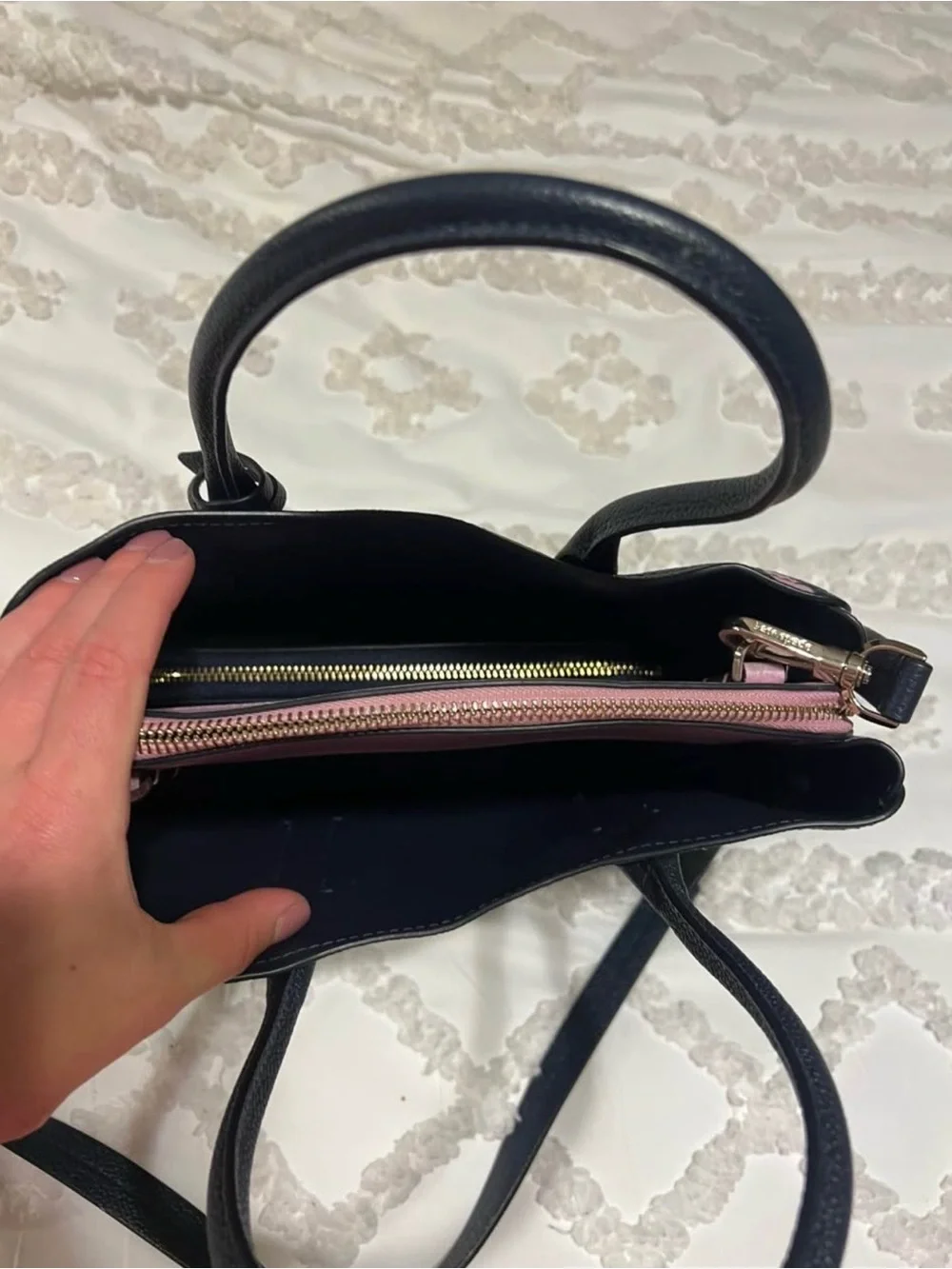 Kate Spade Navy Lemon Print Satchel with Wallet